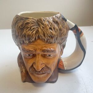 Unique Ceramic Davey Crockett Face Mug